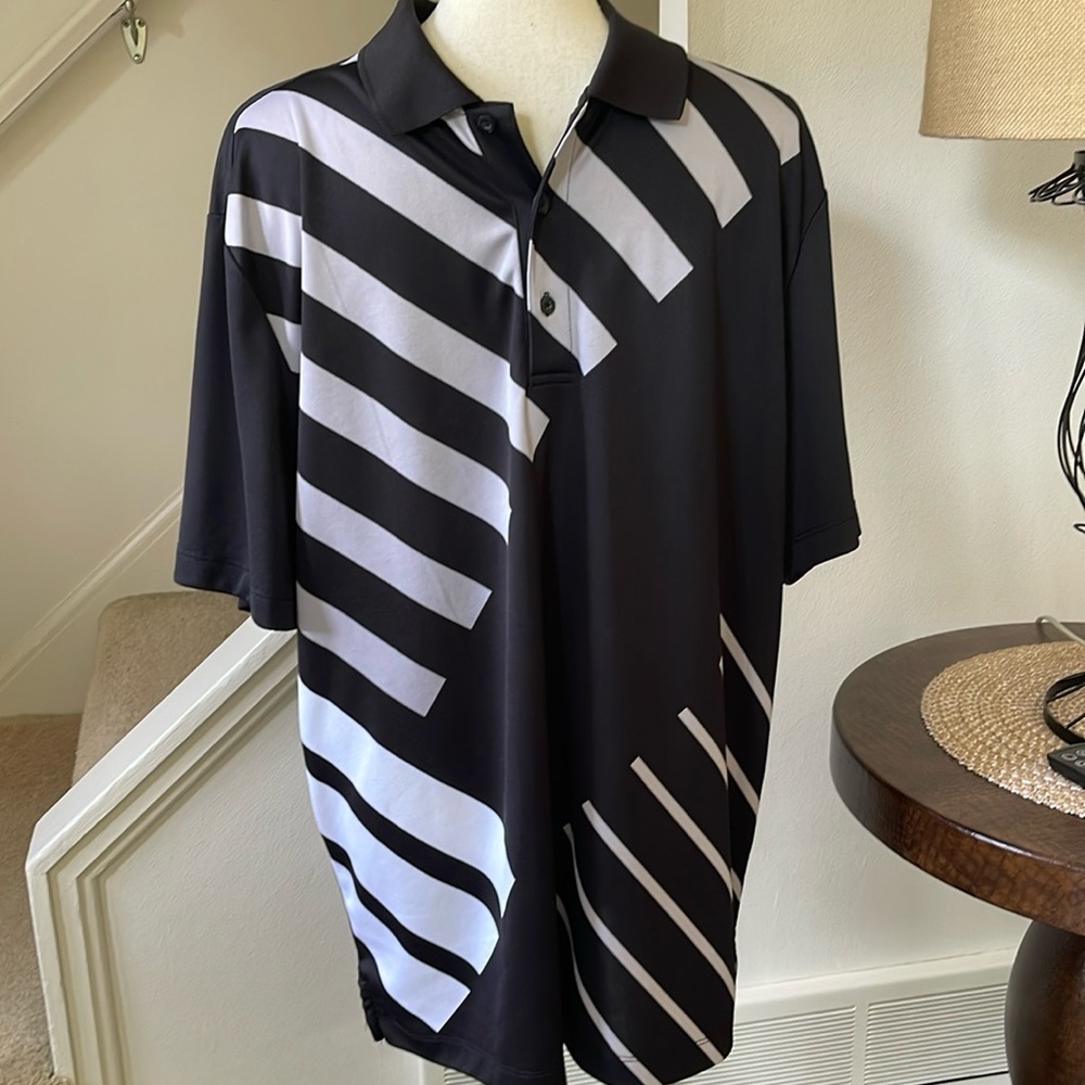 Greg Norman Men's Black & Grey Abstract Short Sleeve Golf Polo Shirt XL